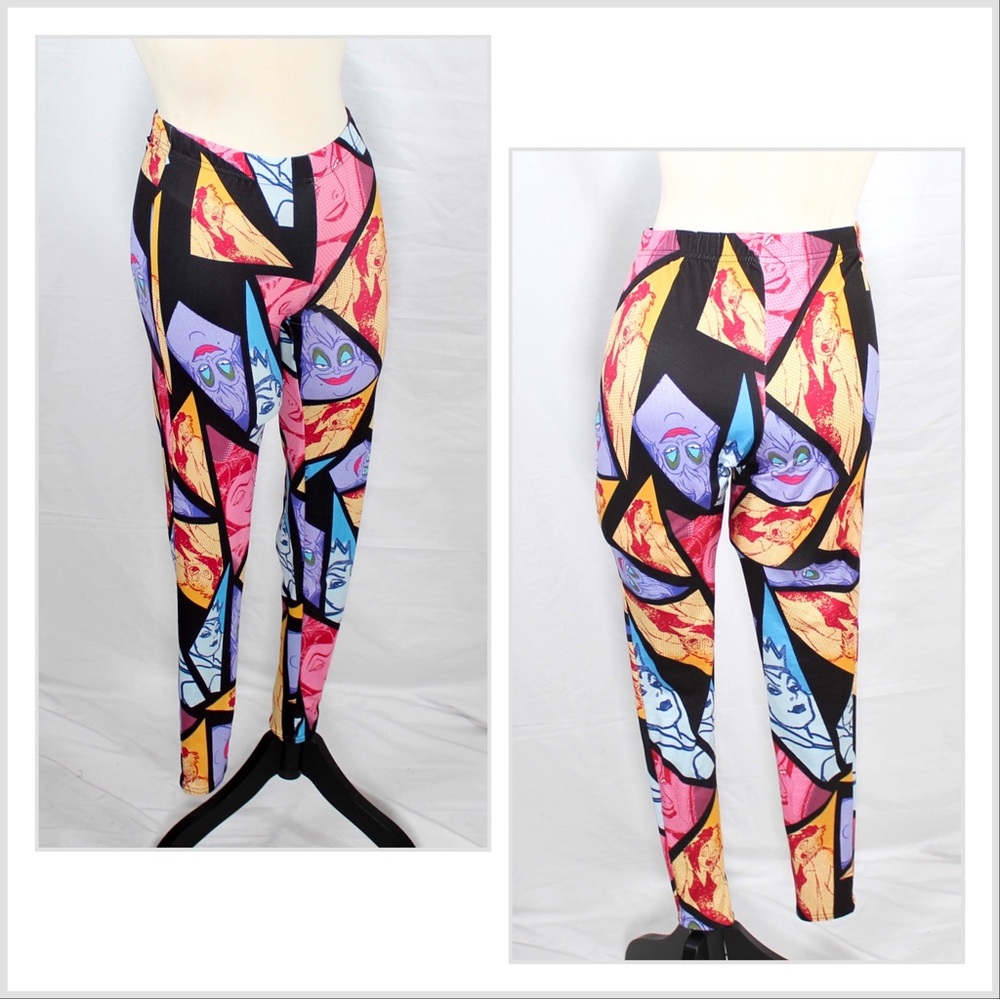 NWT Disney Plus Size 0X Villains Leggings Ursula Maleficent Evil Queen Cruella